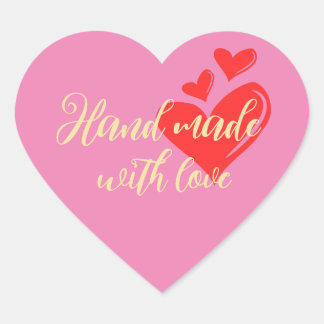 Gepersonaliseerde hand gemaakt met liefde tekst hart sticker