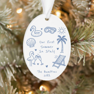 Gepersonaliseerde Hand getrokken Stijl Zomervakant Ornament