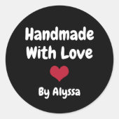 Gepersonaliseerde handgemaakt met liefde ronde sticker (Voorkant)