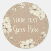 Gepersonaliseerde Handgemaakte Bloemen Rustiek Ronde Sticker (Voorkant)