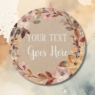 Gepersonaliseerde Handgemaakte Bloemen Rustieke K Ronde Sticker