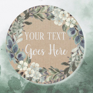 Gepersonaliseerde Handgemaakte Bloemen Rustieke K Ronde Sticker