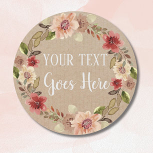 Gepersonaliseerde Handgemaakte Bloemen Rustieke K Ronde Sticker