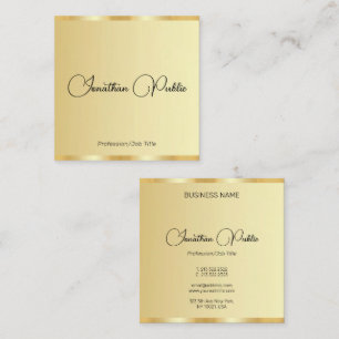 Gepersonaliseerde Handgeschreven Script Faux Gold  Vierkante Visitekaartje