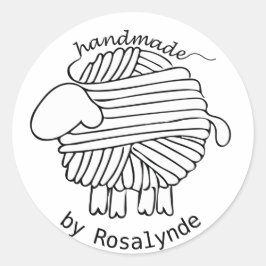 Gepersonaliseerde 'Handmade By' Garn Sheep Sticker