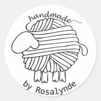 Gepersonaliseerde 'Handmade By' Garn Sheep Sticker