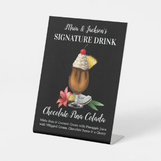 Gepersonaliseerde Handtekening Drink Chocolade Pin Reclamebord Met Voetstuk