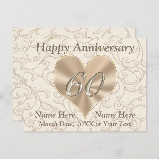 Gepersonaliseerde Happy 60th Jubileum Post Kaarten (Voorkant / Achterkant)
