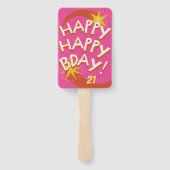 Gepersonaliseerde Happy Birthday-fans Handwaaier (Achterkant)