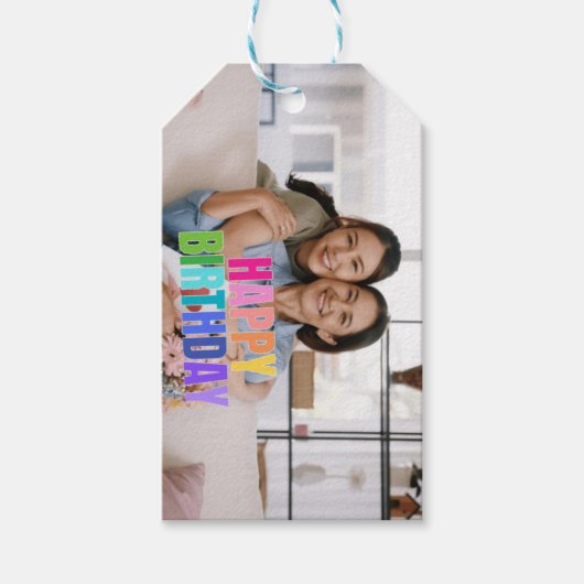 Gepersonaliseerde Happy Birthday Fotonaam Quotes Cadeaulabel (Voorkant)