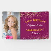 Gepersonaliseerde Happy Birthday Fotoviering Spandoek (Horizontaal)