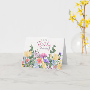 Gepersonaliseerde Happy Birthday Kaart Wildflower