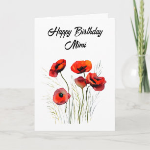 Gepersonaliseerde Happy Birthday Mimi Poppies Kaart
