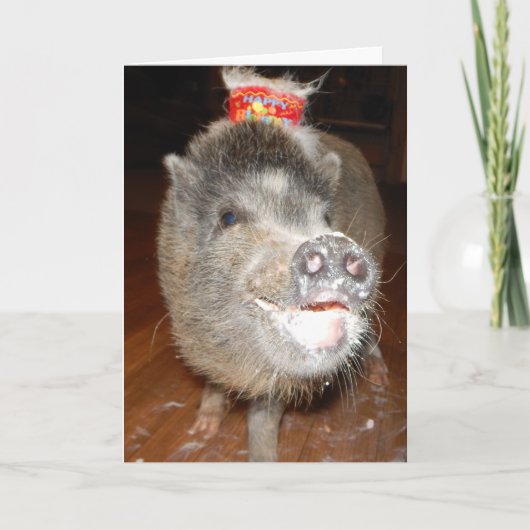 Gepersonaliseerde Happy Birthday Mini Pig Kaart (Voorkant)