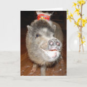 Gepersonaliseerde Happy Birthday Mini Pig Kaart (Gele Bloem)