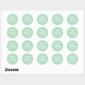 Gepersonaliseerde Happy Birthday Pastel Groen Ronde Sticker (Vel)