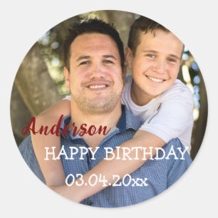 Gepersonaliseerde Happy Birthday Photo Party Ronde Sticker