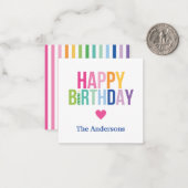 Gepersonaliseerde Happy Birthday Rainbow Enclosure Notitiekaartje (Voorkant / Achterkant in situ)