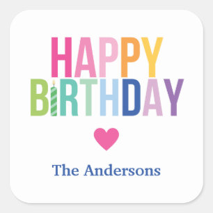 Gepersonaliseerde Happy Birthday Regenboog Sticker