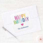 Gepersonaliseerde Happy Birthday Regenboog Sticker (Envelop)