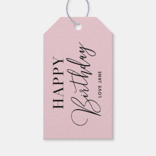 Gepersonaliseerde "Happy Birthday" Roze 2-Tone Cadeaulabel