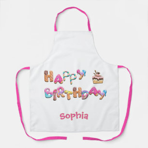 Gepersonaliseerde Happy Birthday Treats Kleurrijk Schort
