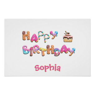 Gepersonaliseerde Happy Birthday Treats Kleurrijke Perfect Poster
