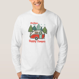 Gepersonaliseerde Happy Camper Kerstmis T-shirt