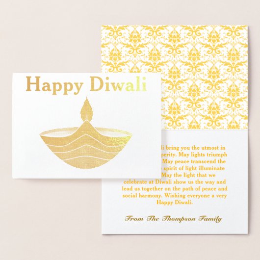Gepersonaliseerde Happy Diwali Gold Folie Kaarten (Display)