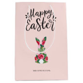 Gepersonaliseerde Happy Easter Bunny Gift Bag Medium Cadeauzakje (Voorkant)