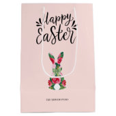 Gepersonaliseerde Happy Easter Bunny Gift Bag Medium Cadeauzakje (Achterkant)