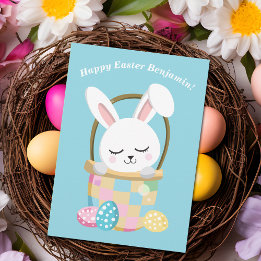 Gepersonaliseerde Happy Easter Bunny Schattige Bab Kaart