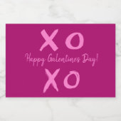 Gepersonaliseerde Happy Galentine's Day Magenta XO Sparkling Wijnetiket (Enkel label)