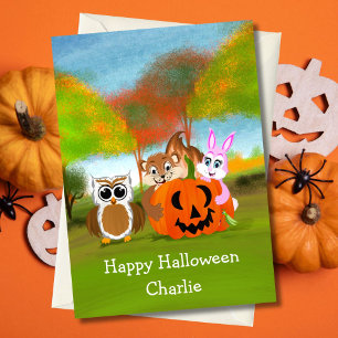 Gepersonaliseerde Happy Halloween Chipmunk, Konijn Kaart