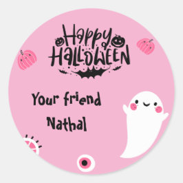 Gepersonaliseerde Happy Halloween met Schattigee G Ronde Sticker