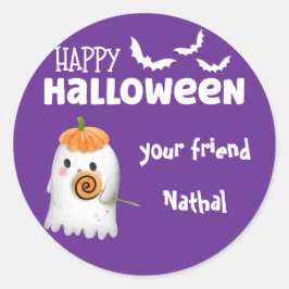Gepersonaliseerde Happy Halloween met Schattigee G Ronde Sticker