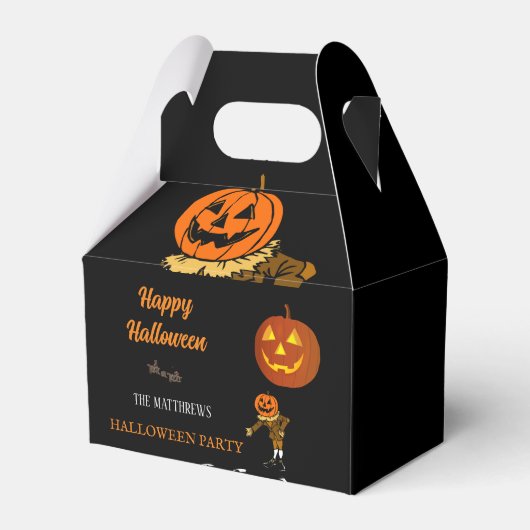 Gepersonaliseerde Happy Halloween Pumpkin Treats P Bedankdoosjes (Voorkant Zijde)