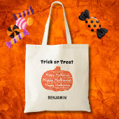 Gepersonaliseerde Happy Halloween Pumpkin Word Art Tote Bag