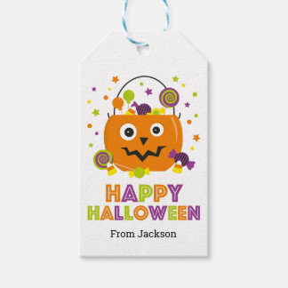 Gepersonaliseerde Happy Halloween Snoep Pail Gift Cadeaulabel
