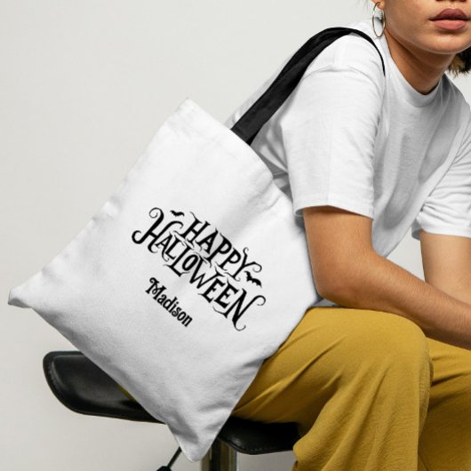 Gepersonaliseerde Happy Halloween Trick or treat Draagtas