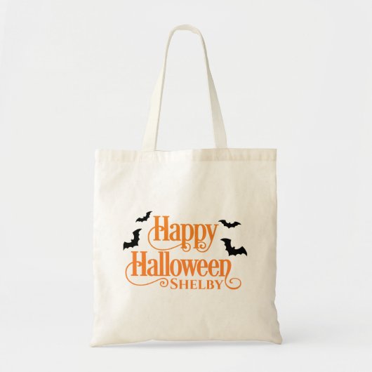 Gepersonaliseerde Happy Halloween Trick or treat Tote Bag (Voorkant)