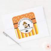 Gepersonaliseerde Happy Halloween Witch Vierkante Sticker (Envelop)