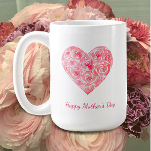 Gepersonaliseerde Happy Moederdag Waterverf Rozen Koffiemok