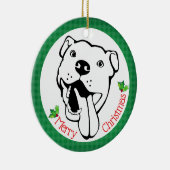 Gepersonaliseerde Happy Pit Bull Kerstmis Keramisch Ornament (Rechts)