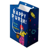 Gepersonaliseerde Happy Purim! Medium Cadeauzakje (Voorkant Gekanteld)