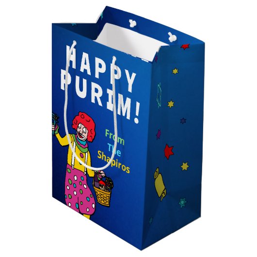 Gepersonaliseerde Happy Purim! Medium Cadeauzakje (Achterkant Gekanteld)