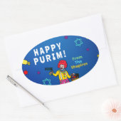 Gepersonaliseerde Happy Purim! Ovale Sticker (Envelop)
