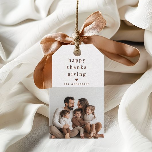 Gepersonaliseerde Happy Thanksgiving-foto Cadeaulabel