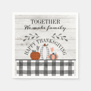 Gepersonaliseerde Happy Thanksgiving Plaid Pumpkin Servet