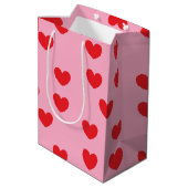 Gepersonaliseerde Happy Valentijns's rood hart roz Medium Cadeauzakje (Achterkant Gekanteld)